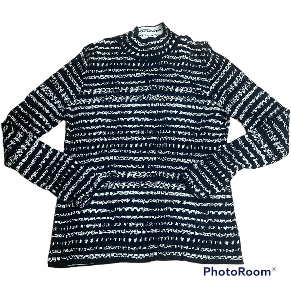 POSE black and white print mock neck sweater size xl - Picture 1 of 5